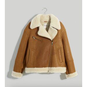 Madewell $748 Womens Oversized Shearling Motorcycle Jacket Size S NH847